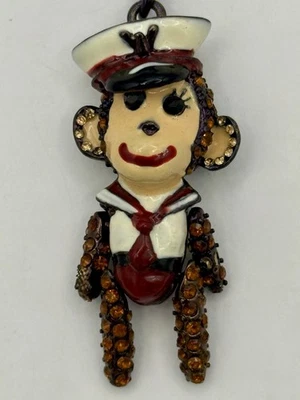 Collar colgante Betsey Johnson estrás mono marinero! Nuevo con etiquetas Foto 1 de 4