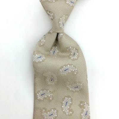 Corbata Luigi Borrelli Italia Beige Azul Blanco Cachemira Séptuple Lujo L3 Foto 1 de 4