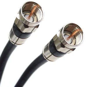 100 Fuß Schwarz Innen Außen 3 Schirm Schichten RG-6 Koaxialkabel Nickel/Messing Co... - Bild 1 von 2