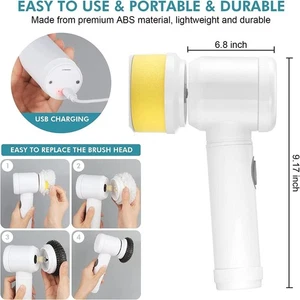 Elektrischer Spin Scrubber, wasserdichte elektrische Reinigungsbürste mit 5 austauschbaren Br - Bild 1 von 5
