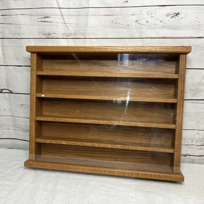 Oak Toy Car Wood Wall Display Glass Front Matchbox Hot Wheels - Image 1 of 4