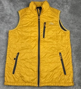 LL Bean Vest Mens Medium Tall Yellow Full Zip Primaloft Packable Ultralight - Picture 1 of 10