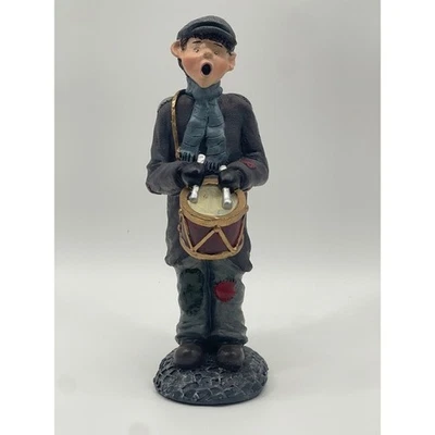 Vintage Boy Drummer Figurine Caroler Scarf Hat Tattered Clothes - Image 1 of 2