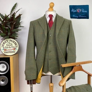 Alan Paine (42R) Country Shooting 3 Piece TWEED Windowpane Wool Combrook Suit - Picture 1 of 24