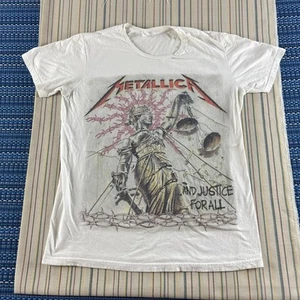 VTG Metallica Bay Island Shirt Mens Large White And Justice For All NOTES #8888 - Picture 1 of 7