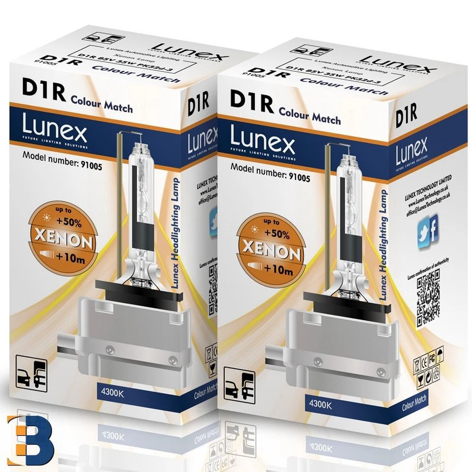2 x D1R Genuine LUNEX XENON BULB PK32d-3 85V 35W 4300K Colour Match + 50%  - Image 1 of 1