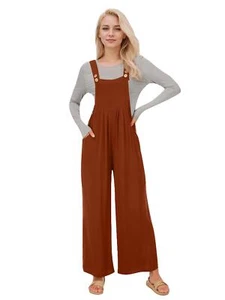 Salopette donna casual sciolta senza maniche gamba larga con tasche NUOVA - Foto 1 di 16