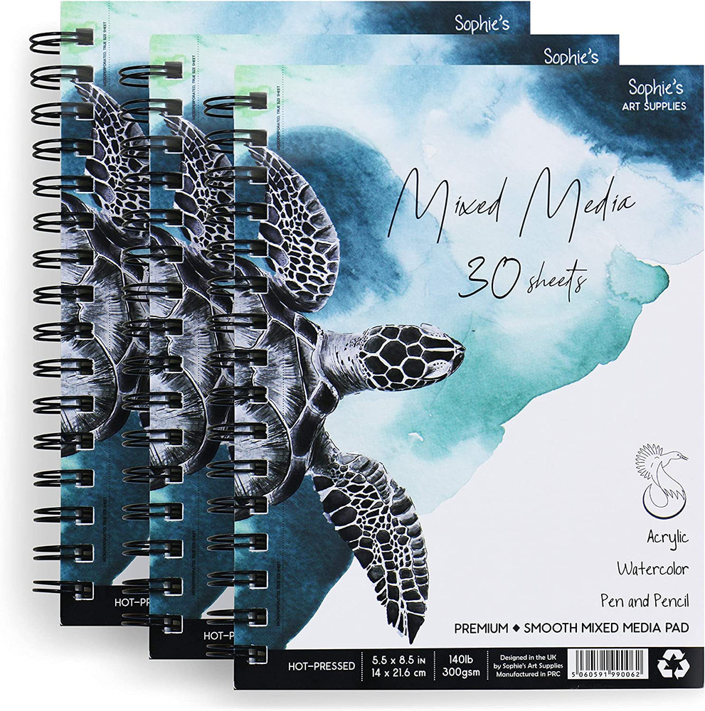 Mixed Media Pad Sketchbook - 3Pk of 30 Sheets 5.5X8.5" - 90 Total 140Lb/300Gsm -