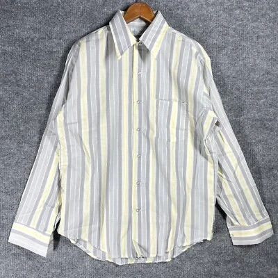 VINTAGE 70s Kmart Shirt Size Large Striped Long Sleeve Button Up Permanent Press Foto 1 de 4