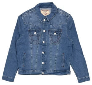 True Religion Men's Jimmy Red Stitch Trucker Denim Jacket - Picture 1 of 6