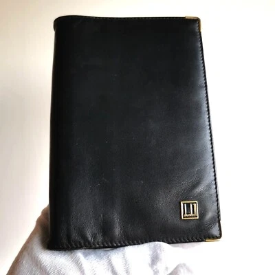 portafogli portacarte di credito agenda DUNHILL wallet leather pelle nero oro - Imagen 1 de 4