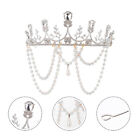 Gothic Rhinestone Pearls Baroque Queen Crown for Women