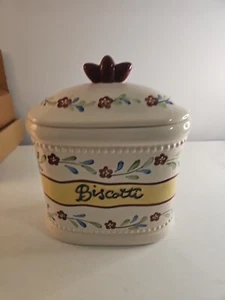 Vintage Handmade Nonnis 12” biscotti  COOKIE JAR Great Condition. Floral Vine. - Picture 1 of 8