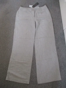 HOUSE OF FRASER LINEA - GREY PINSTRIPE, WIDE LEG, LINEN MIX TROUSERS - SIZE UK14 - Picture 1 of 9
