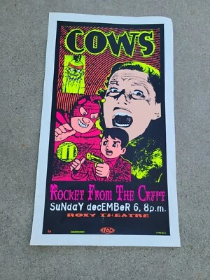 THE COWS + ROCKET FROM THE CRYPT RARE TAZ GOLDENVOICE 1992 POSTER PUNK ROCK - Image 1 of 4