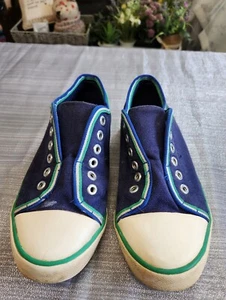 Boys size 2.5 (eu 35) Mini Boden deck shoes Sneakers navy blue canvas - Picture 1 of 8