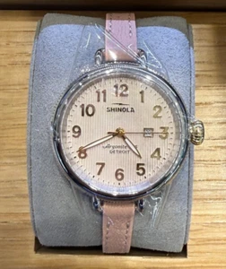 Shinola Birdy 35 mm Pink Dial Pink Leather Band Watch S0120299737 - Picture 1 of 2