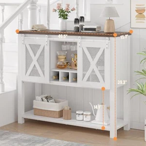 Farmhouse Sideboard Buffet Kitchen Storage Cabinet with Wine Racks for Entryway - Picture 1 of 16
