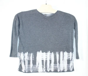 Mono B Gray Faded Paint Long Sleeve Sweater Shirt Pockets Poly Rayon Mix Size S - Picture 1 of 10