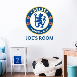 Adesivo murale Chelsea FC stemma ufficiale e nome personalizzato + set decalcomanie - Foto 1 di 4