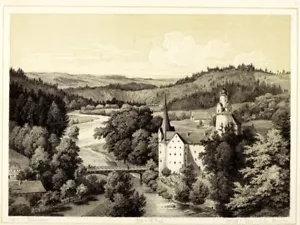 HARTENSTEIN BURG STEIN Orig.getönt Litho. Rau&Mittenzwei gedruckt in Dresden - Bild 1 von 3