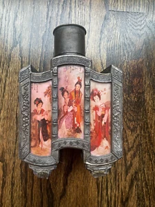 Vintage Chinese Cast Metal Decorative Scope Viewer – Asian Art Panels – Hand Pai - Picture 1 of 5