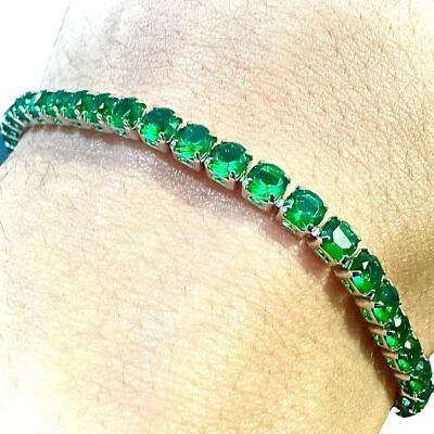 Brazalete Tenis Piedra Natal Rubí Chapado en Oro Blanco 18k Creado 7.5 pulgadas 3MM Mujer Foto 1 de 4