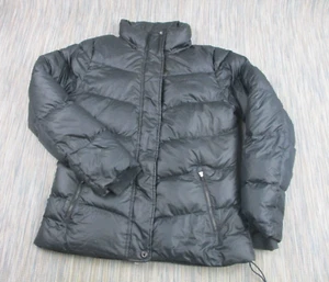 Vintage Nike Puffer Jacket Womens Medium 550 Duck Down Logo Black Pockets Warm - Picture 1 of 15