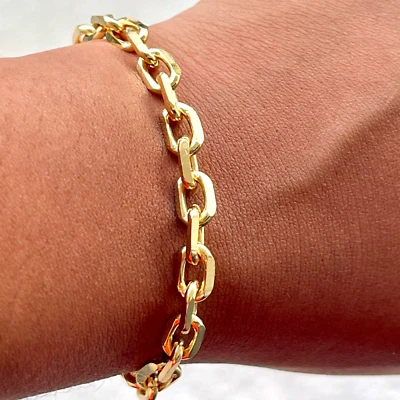 Brazalete de eslabones Rolo relleno de oro de 18k para mujer 7,5"-Impermeable 6 mm Foto 1 de 4