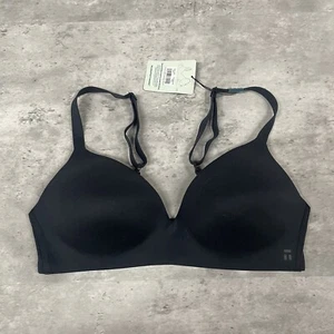 NWT Tommy John Second Skin Lightly Lined Black Wireless Hook Bra Size 36C - Picture 1 of 3