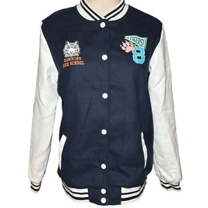 Justice Stranger Things Kids Varsity Jacket Navy and White XL 16/18 - Picture 1 of 4