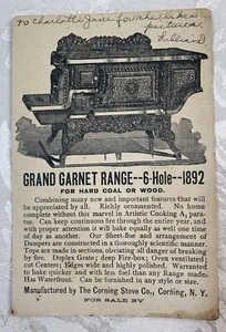 1892 AK Werbung Corning Stove Company vergoldet Mädchen & Katze - Bild 1 von 4