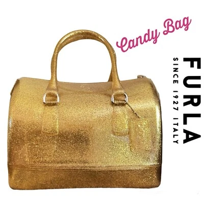 🌟🌟Rare!! Stunning Original Furla Oro Glam Gold Glitter Candy Bag Satchel 🌟 - Image 1 of 4