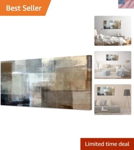 Stunning Grey and Brown Abstract Canvas Print - Framed Wall Art 20x40in - Picture 1 of 11