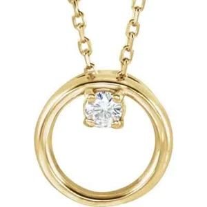 14K Yellow Forever One™ Lab-Grown Moissanite Circle 18" Necklace - Picture 1 of 2