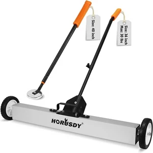 35'' Magnetic Sweeper with Wheels, 30 Lbs Capacity Rolling Magnetic Floor Sweepe - Picture 1 of 7