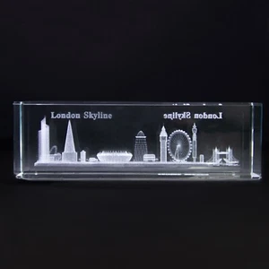 London Skyline 3D Lasered Etched Art Crystal Souvenir - Iconic London Landmarks - Picture 1 of 6