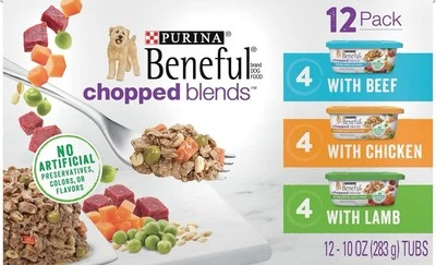 Paquete de variedad de alimentos húmedos para perros Purina Beneful, mezclas picadas - (12) 10 oz. Bañeras Foto 1 de 4