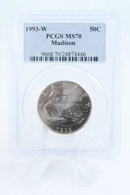 1993-W PCGS MS70 Madison Modern Commemorative Half Dollar 50C - Image 1 of 2
