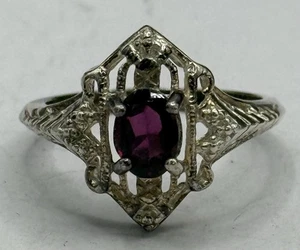 Vintage Ring Damen Größe 6,75 Granat Sterlingsilber 925 edwardianisch inspiriert - Bild 1 von 8