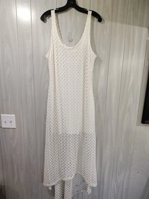 Maxi Vestido Elástico XL Para Mujer Beige Crochet Encaje Boho Hada Femenino En Capas Foto 1 de 4