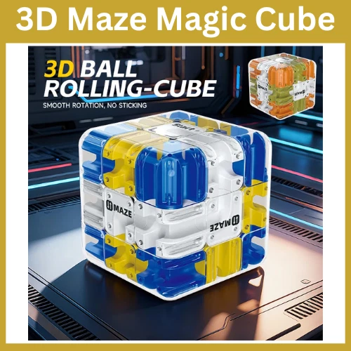 3D Maze Cube Puzzle - Large Labyrinth Ball Game with 6-Side Challenge Fidget Toy - Image 1 of 4