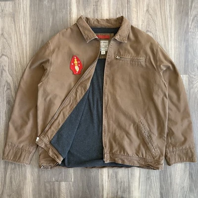 Винтажный Детройт стиль куртка размер XL флис с подкладкой работы куртка коричневый старый темно-синий - Изображение 1 из 4