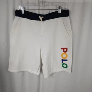 Ralph Lauren Polo Drawstring Logo Shorts White Blue Boys Size XL - Picture 1 of 12