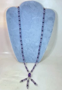 28 Zoll Lila Klarglas Edelstein Perlen Halskette Anhänger - Bild 1 von 4