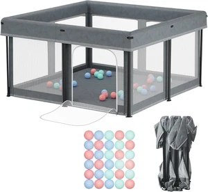 Parque infantil plegable para bebés 125x125 cm con 30 bolas de océano para bebés y niños pequeños - Imagen 1 de 7