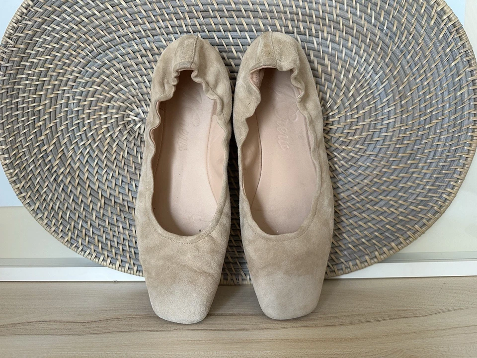 Pisos de ballet J Crew Anya Scrunchie en gamuza caqui tostado para mujer talla 8,5 Foto 1 de 4