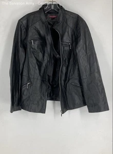 Jessica London Damen schwarz Leder Langarm Motorrad Jacke Größe 18 - Bild 1 von 7