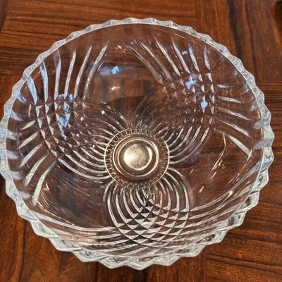 De colección Indiana Glass Enchantment Bowl Transparente Vieira Borde Caramelo Plato Cuenco para Servir Foto 1 de 4