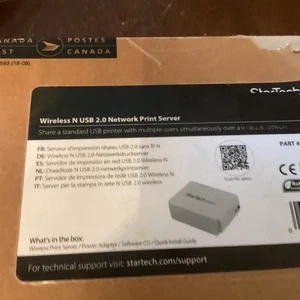 Wireless Print Server, Startech.com,1 Port USB Wireless N Network Print Server - Picture 1 of 9